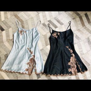 Victoria Secret lace trip silk slip bundle of 2